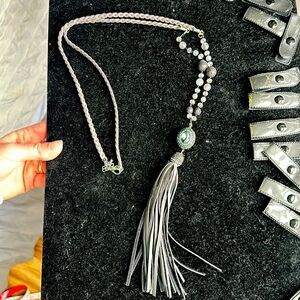 Faux‎ leather braided Tassle Necklace